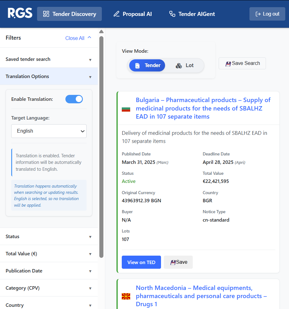 Tender Discovery Dashboard